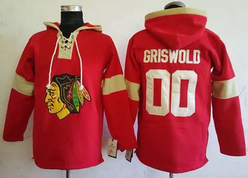 Blackhawks #00 Clark Griswold Red Pullover Hoodie Stitched NHL Jersey - Click Image to Close